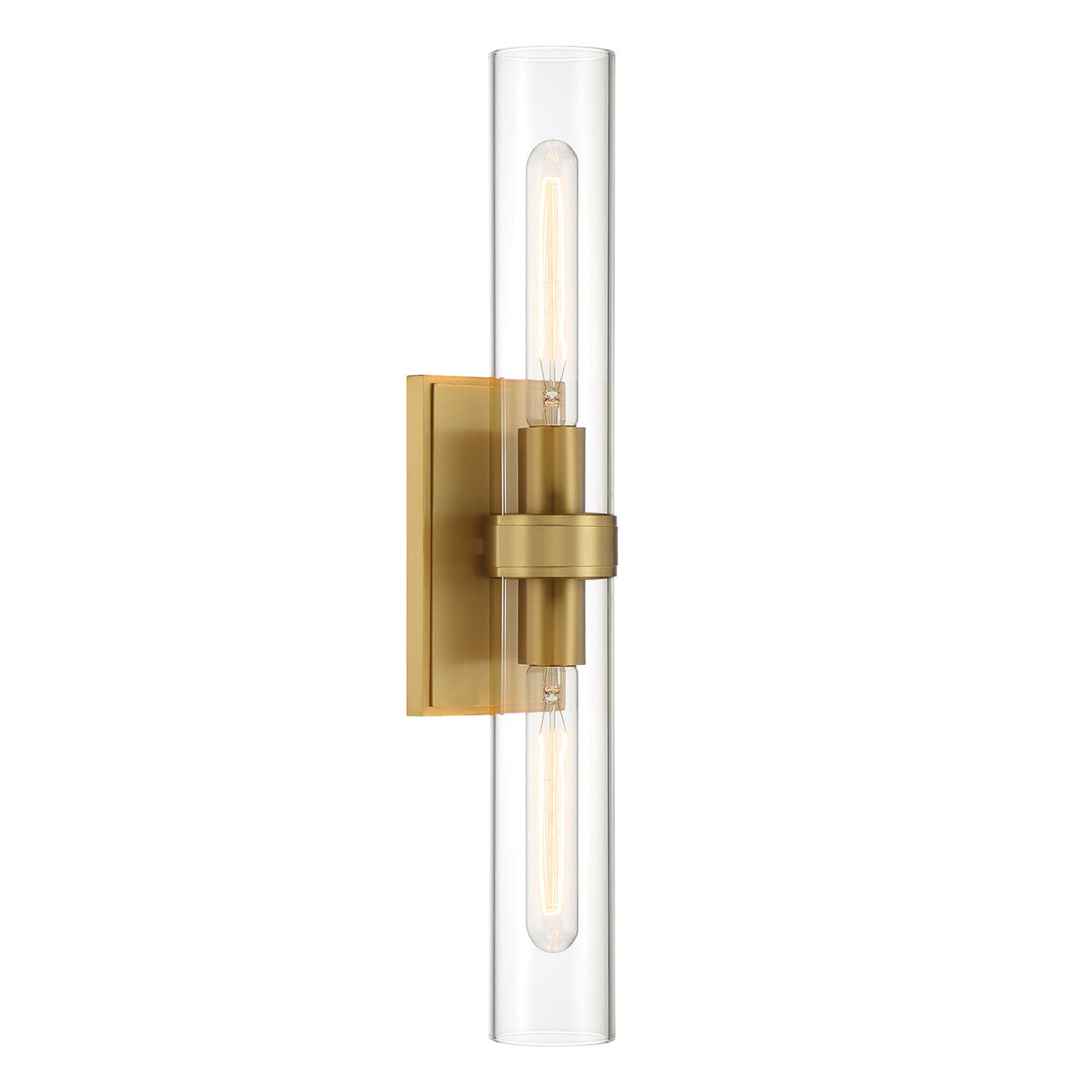 Sutton 2 Light Wall Sconce, Satin Brass
