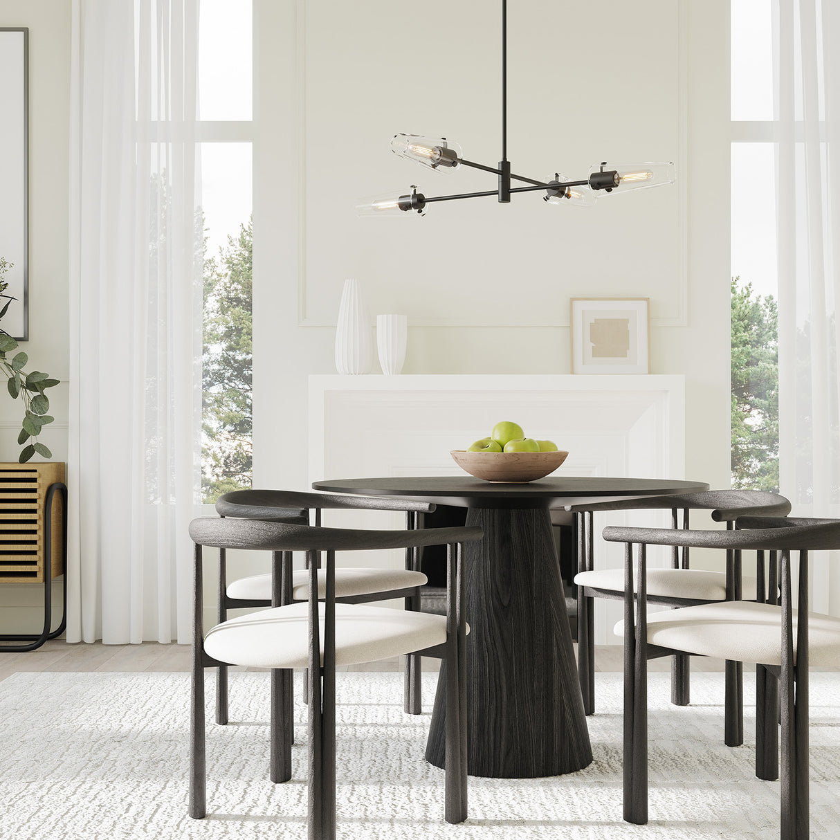 Open Box Mason 4 Light Chandelier, Matte Black