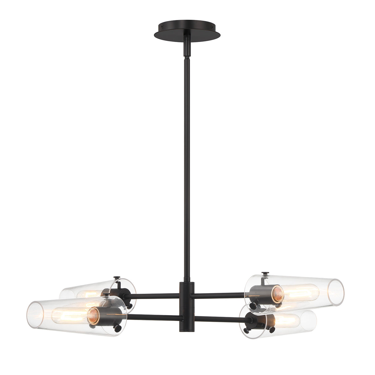 Open Box Mason 4 Light Chandelier, Matte Black