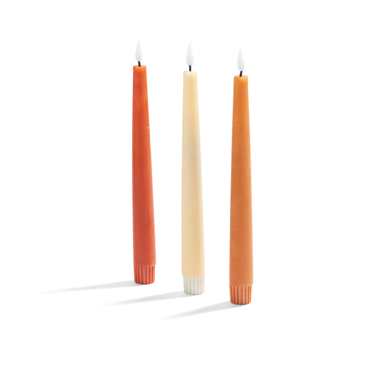 Infinity Wick Gradient Autumn Neutrals, Distressed 9" Taper Candles, Set of 3