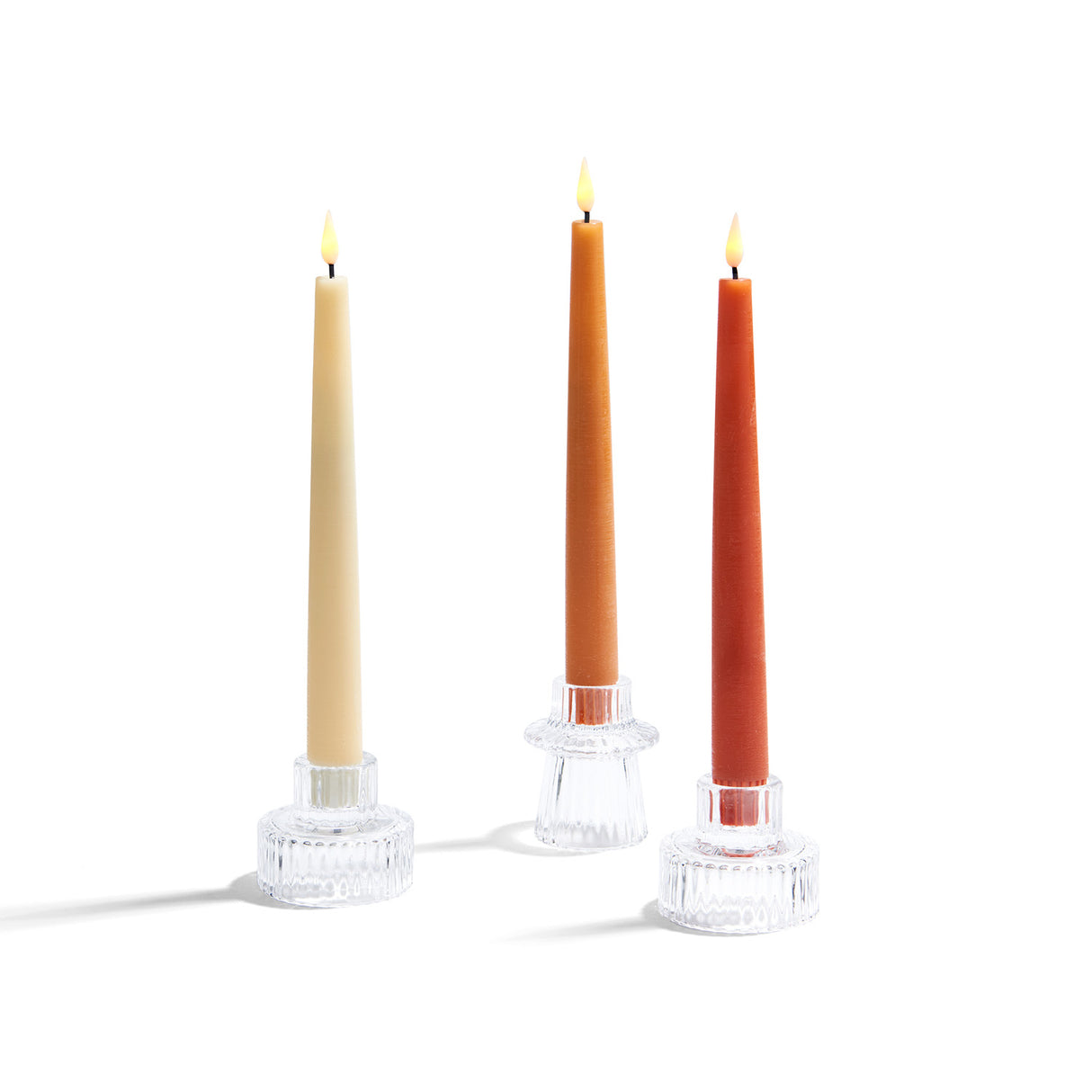 Infinity Wick Gradient Autumn Neutrals, Distressed 9" Taper Candles, Set of 3