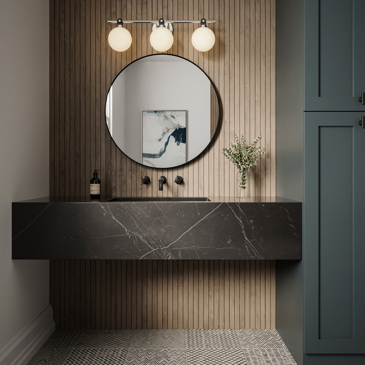 Bryce 3 Globe Vanity, Polished Nickel