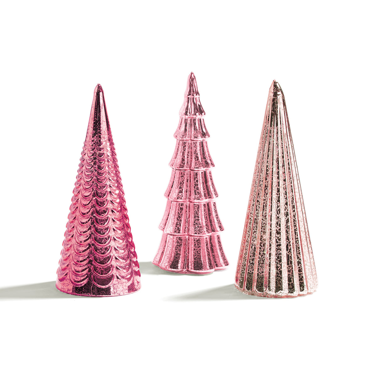 Juniper Glass Trees, Pink, Set of 3