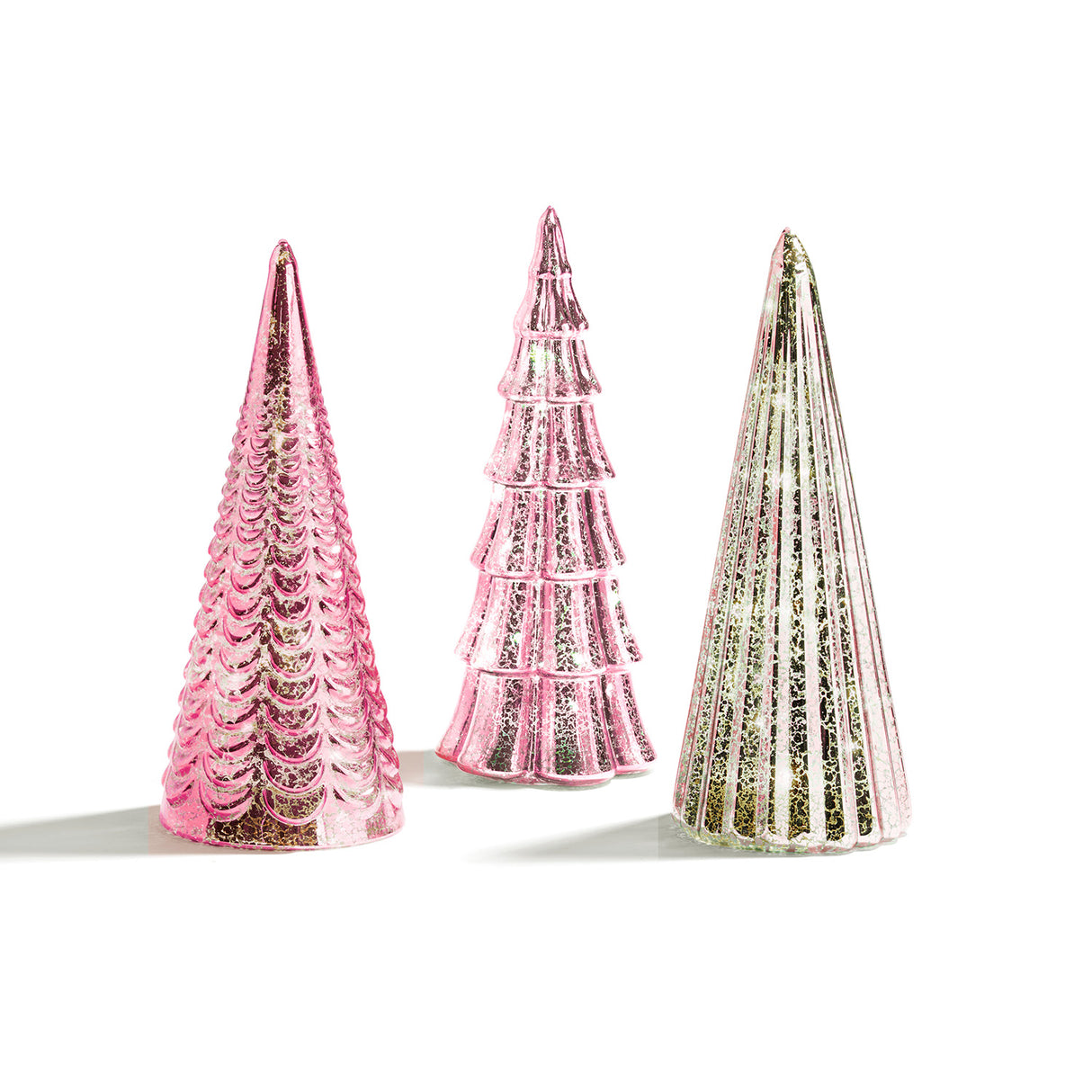 Juniper Glass Trees, Pink, Set of 3