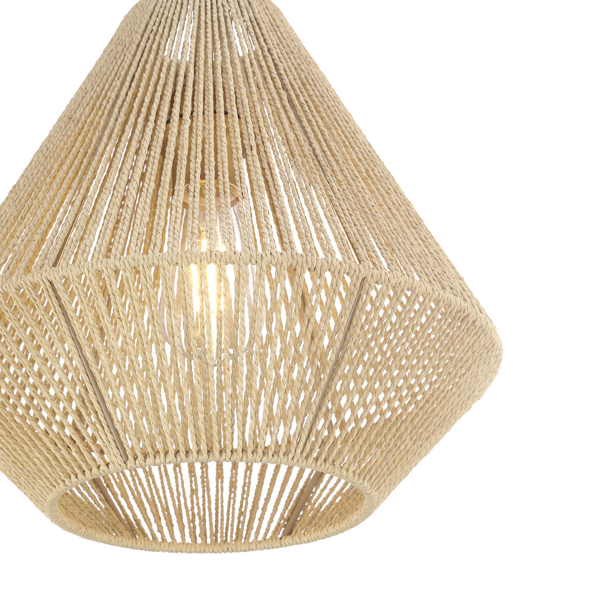 Farrah Small Jute Pendant 14", Natural and Aged Brass