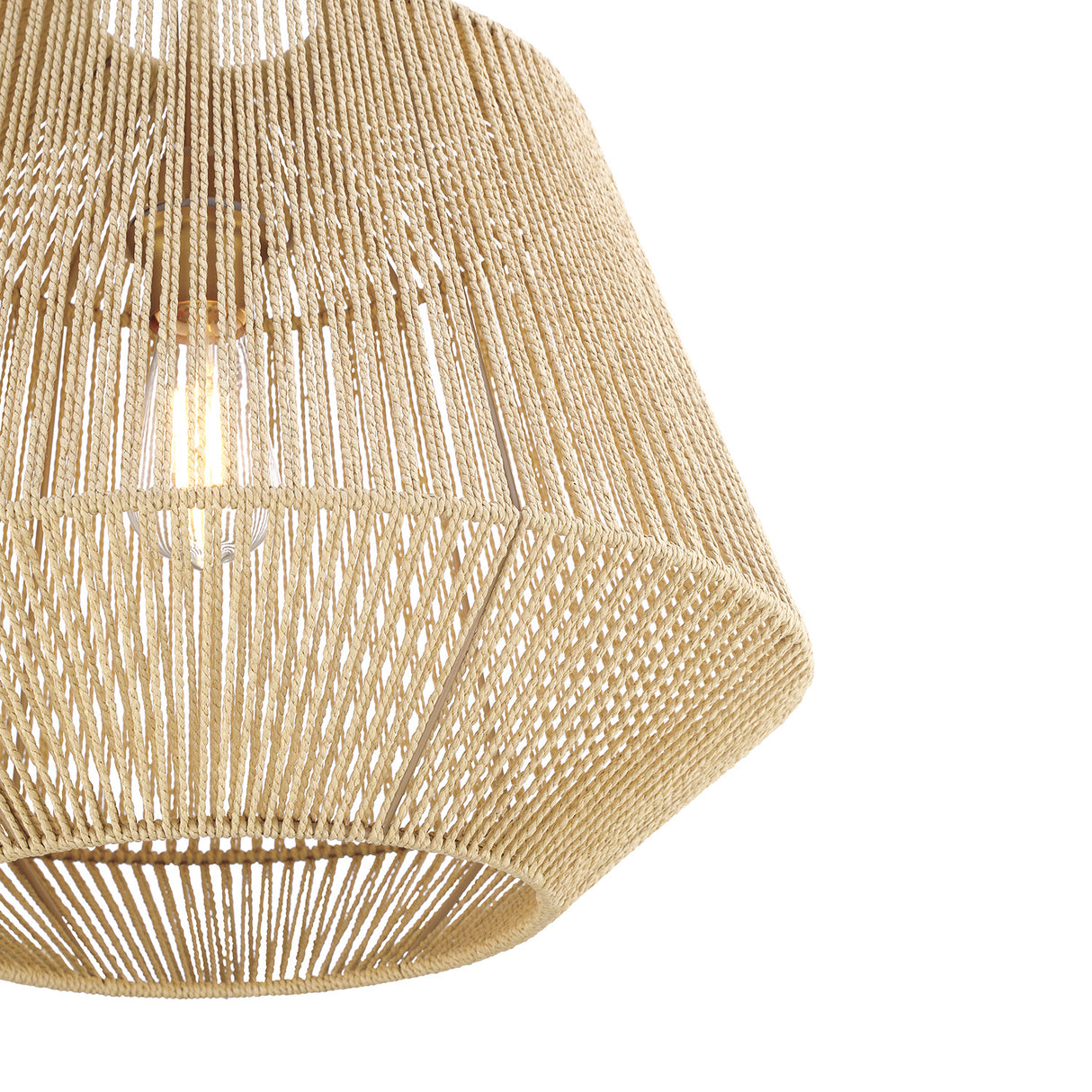 Farrah Large Jute Pendant 19", Natural and Aged Brass