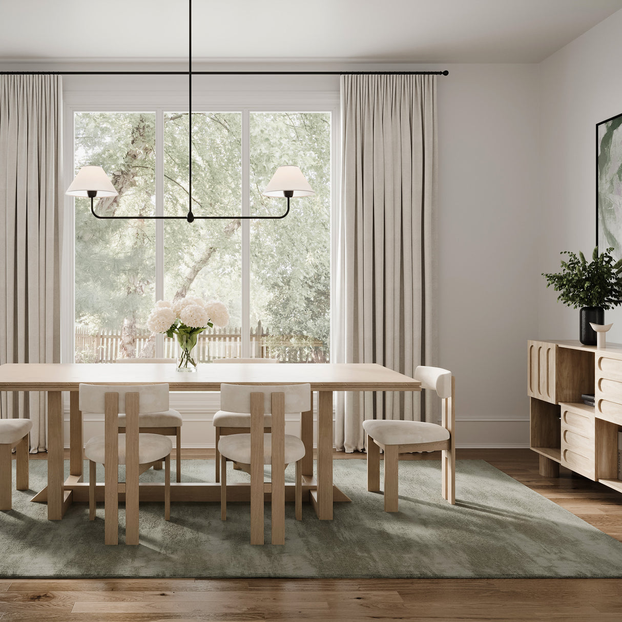 Holden 2 Shade Linear Pendant 57", Matte Black