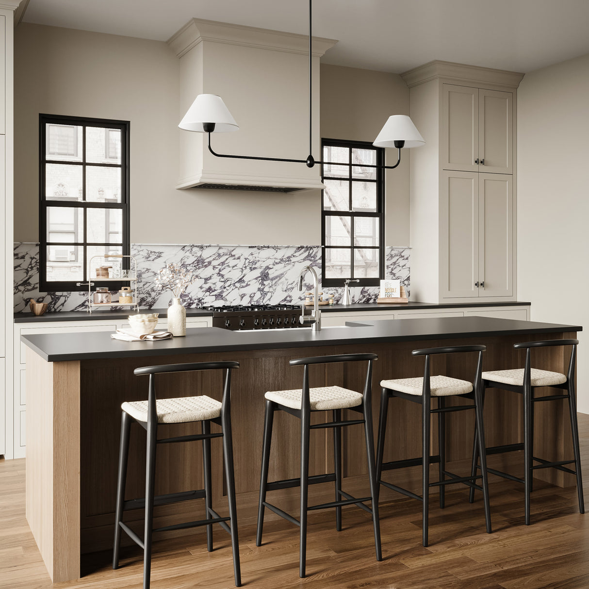 Holden 2 Shade Linear Pendant 57", Matte Black