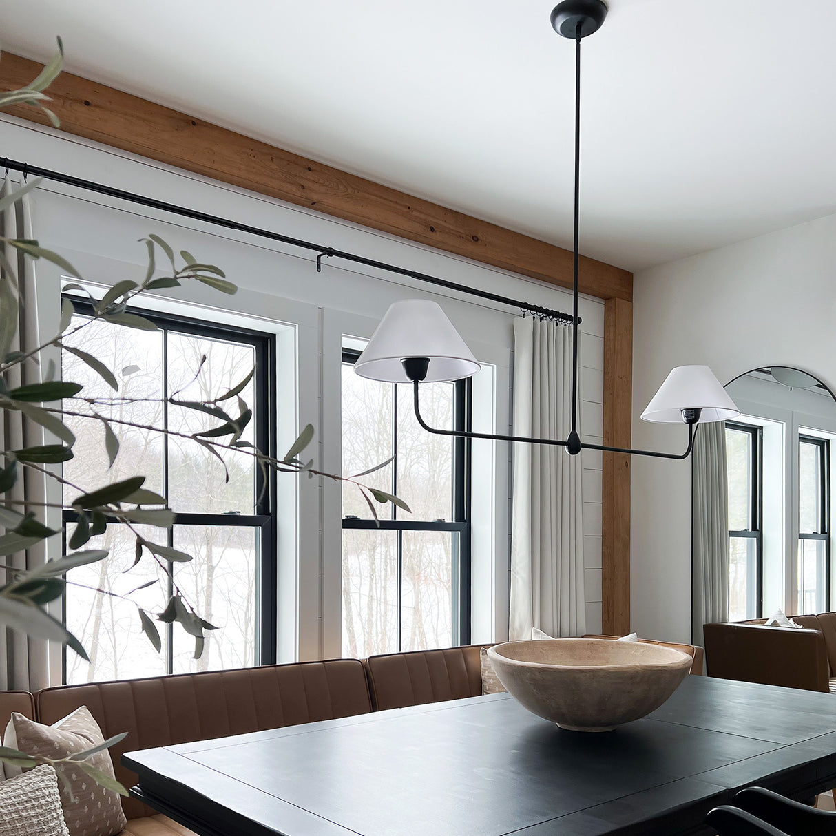 Holden 2 Shade Linear Pendant 57", Matte Black