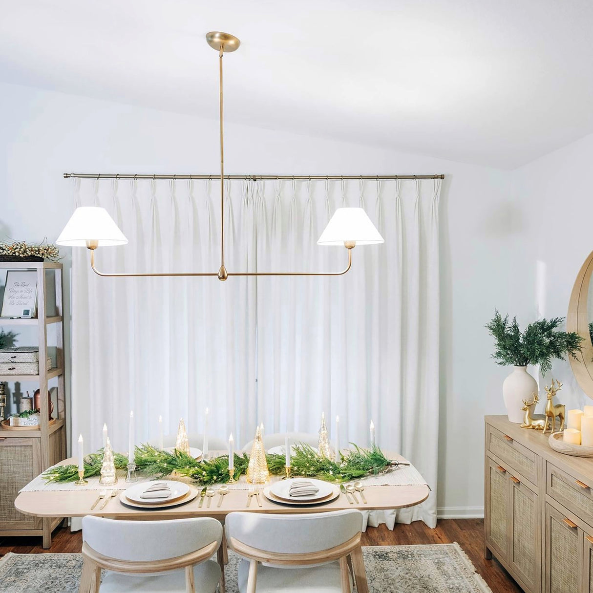 Open Box Holden 2 Shade Linear Pendant 57", Aged Brass