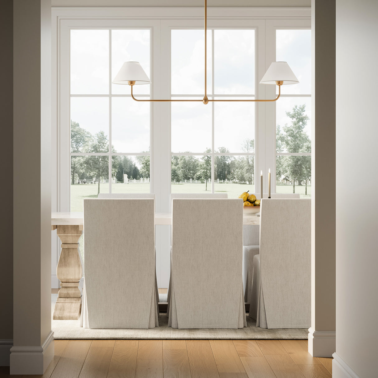 Open Box Holden 2 Shade Linear Pendant 57", Aged Brass