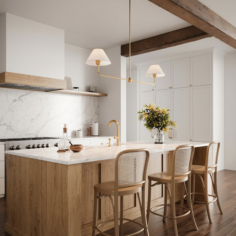 Holden 2 Shade Linear Pendant 57", Aged Brass
