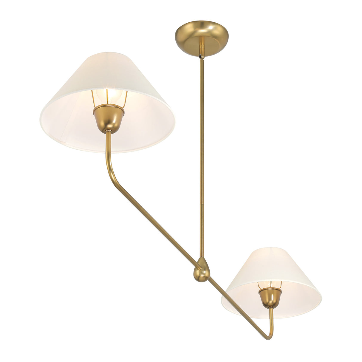 Open Box Holden 2 Shade Linear Pendant 57", Aged Brass