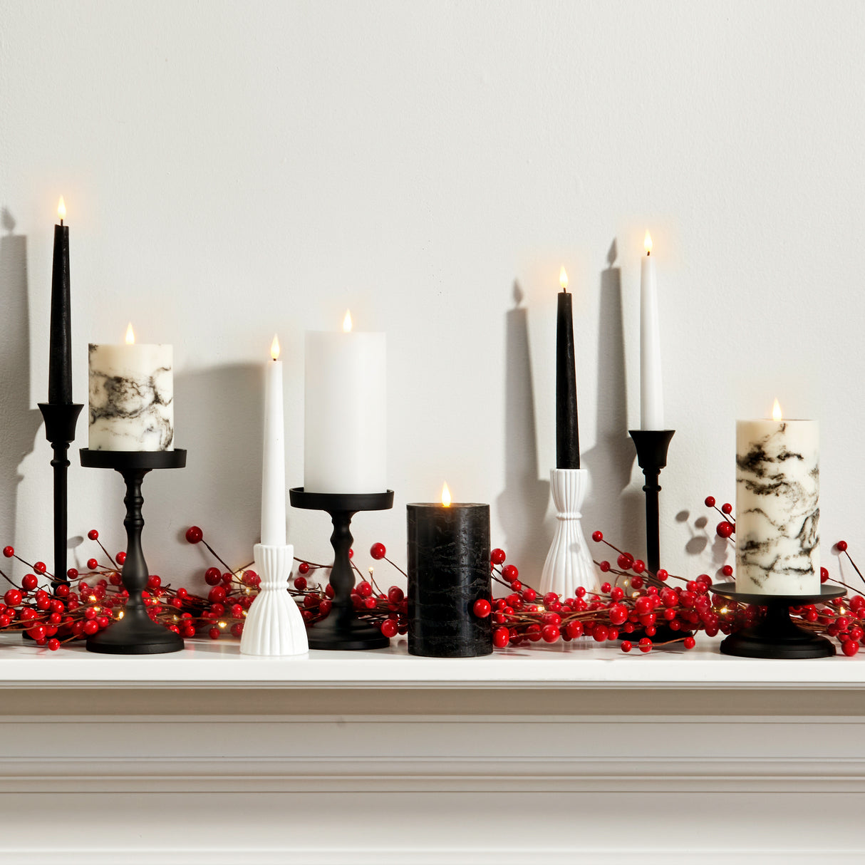 Infinity Wick Marble Pillar Candles, 3" Multipack, Set of 3