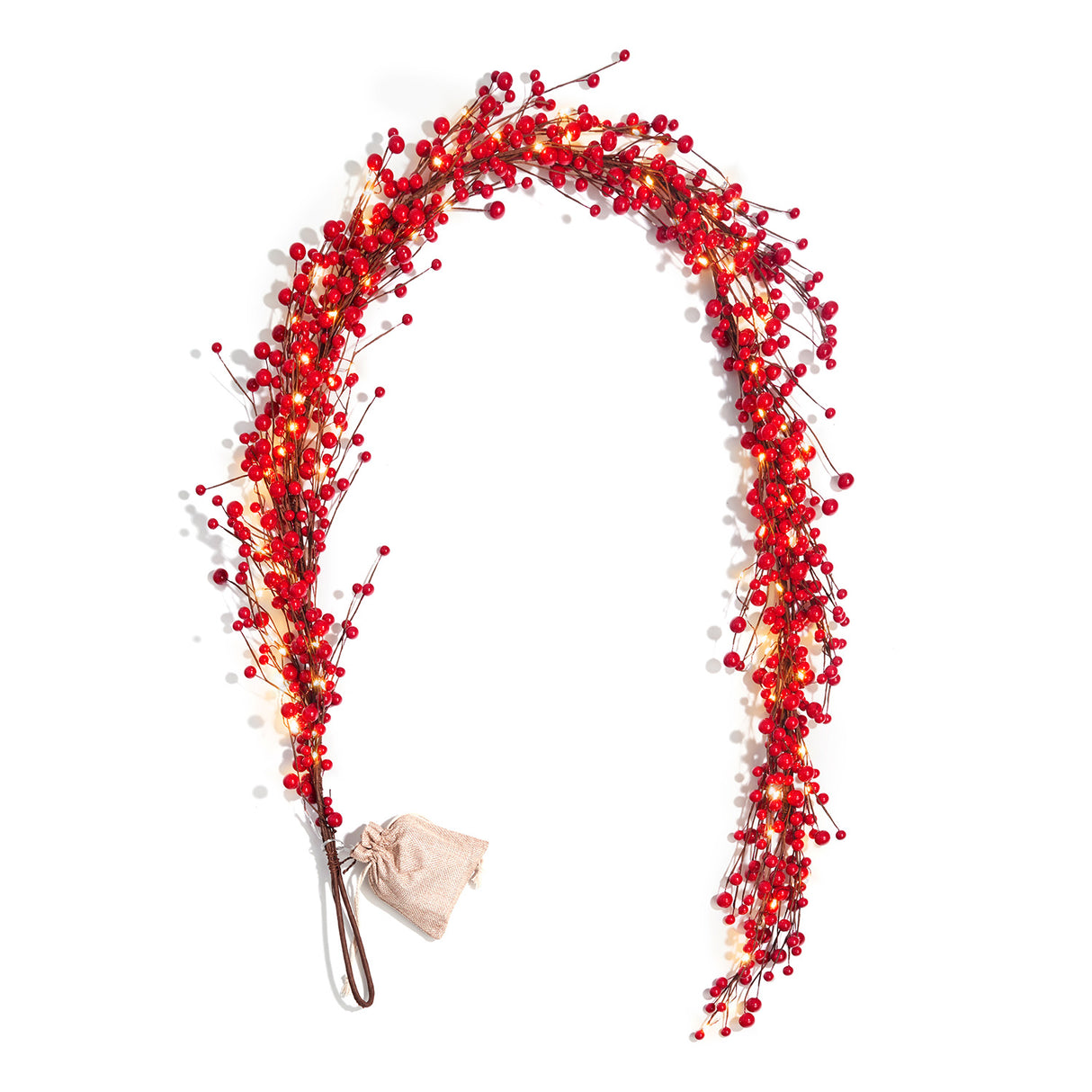 Royale Red Berry Garland with 100 LEDs