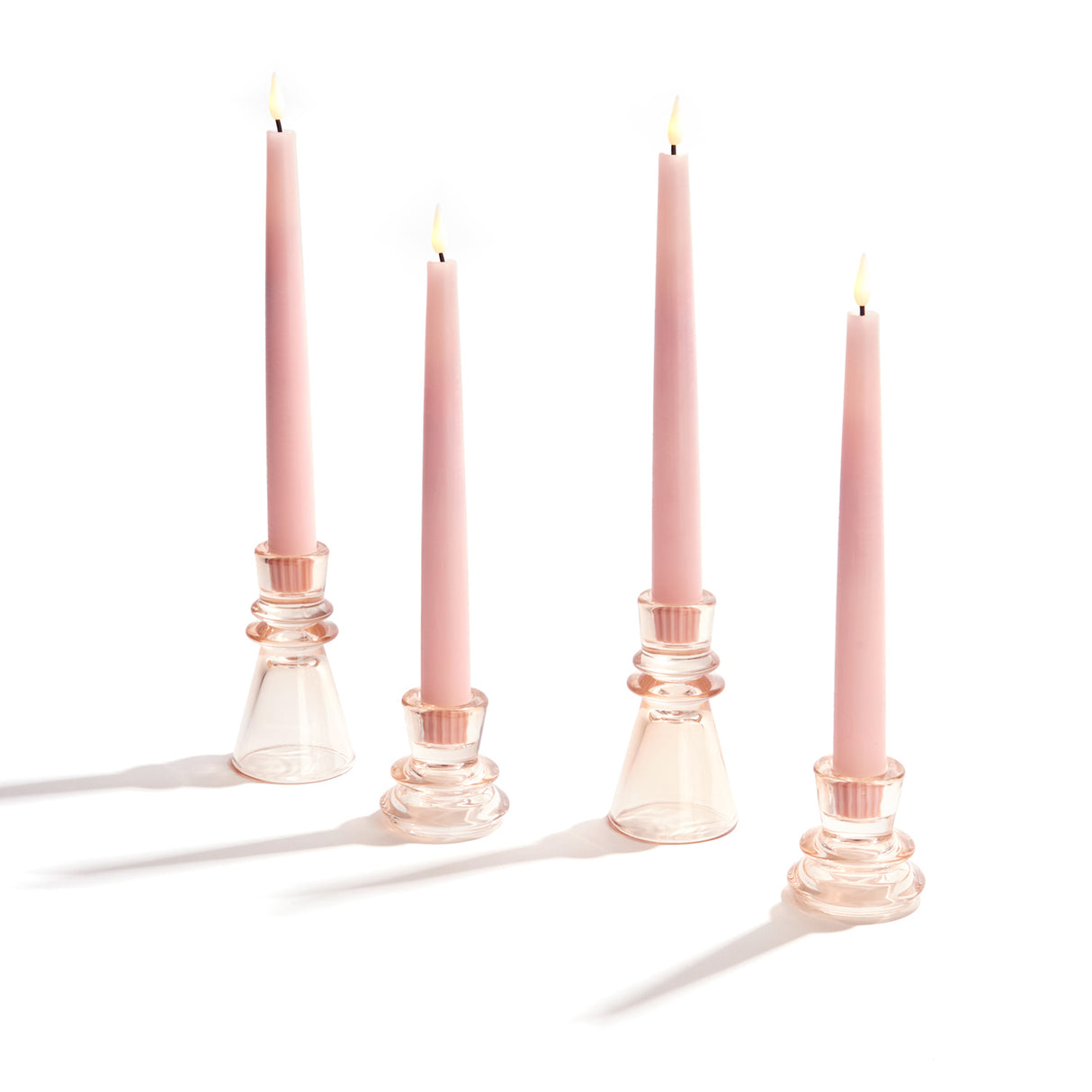 Infinity Wick Pastel Pink 9" Taper Candles, Set of 4