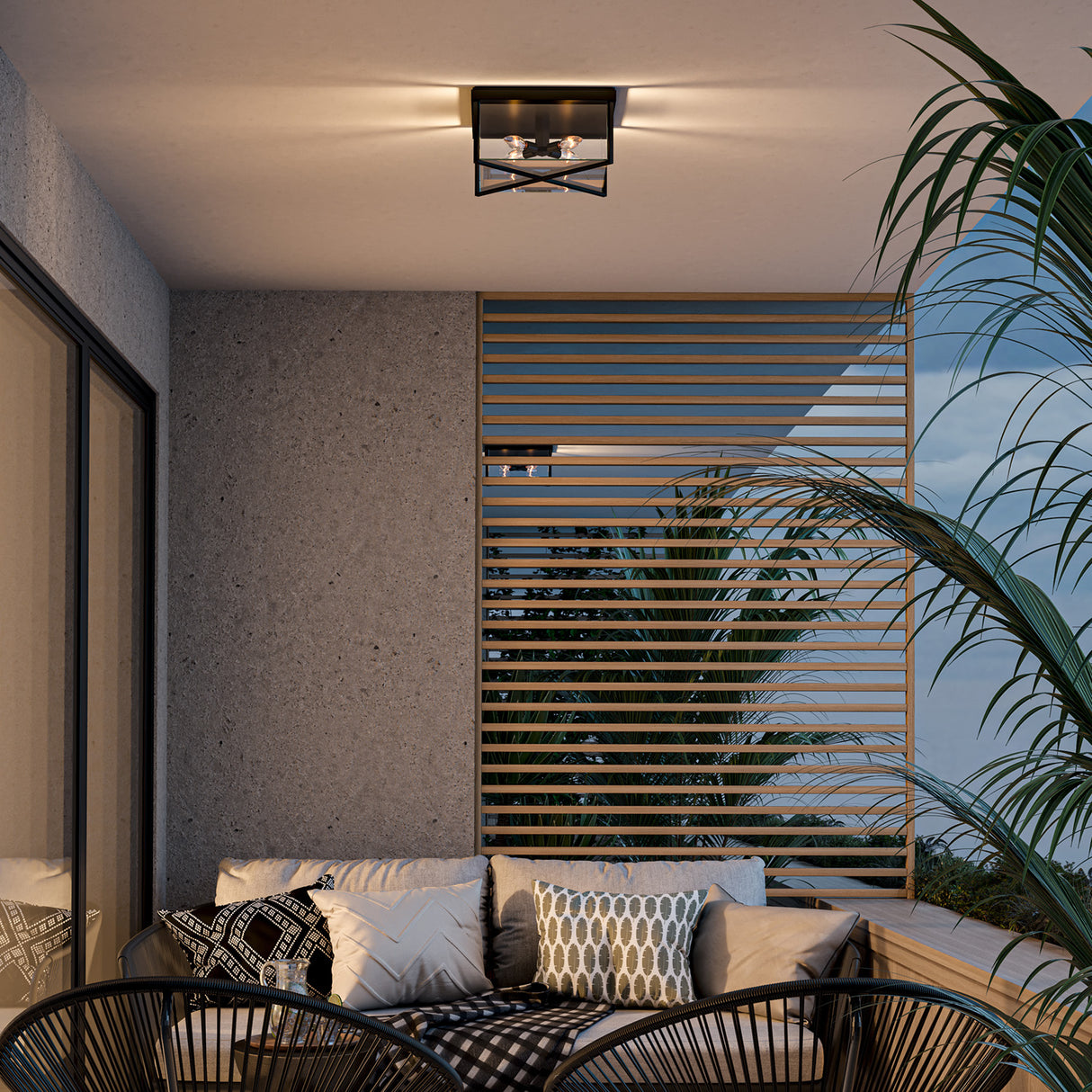 Miles Indoor/Outdoor Flush Mount 12", Matte Black