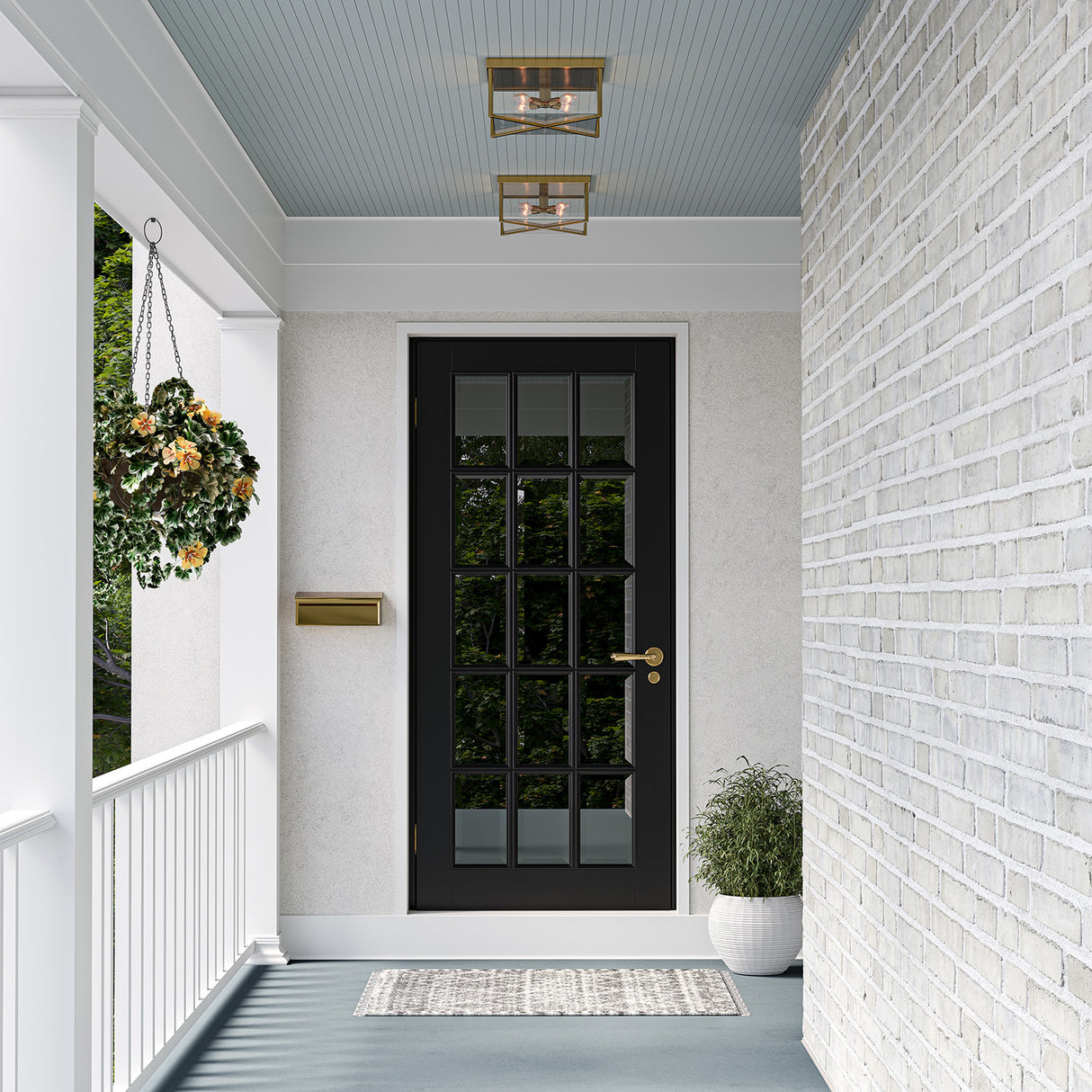 Miles Indoor/Outdoor Flush Mount 12", Satin Brass