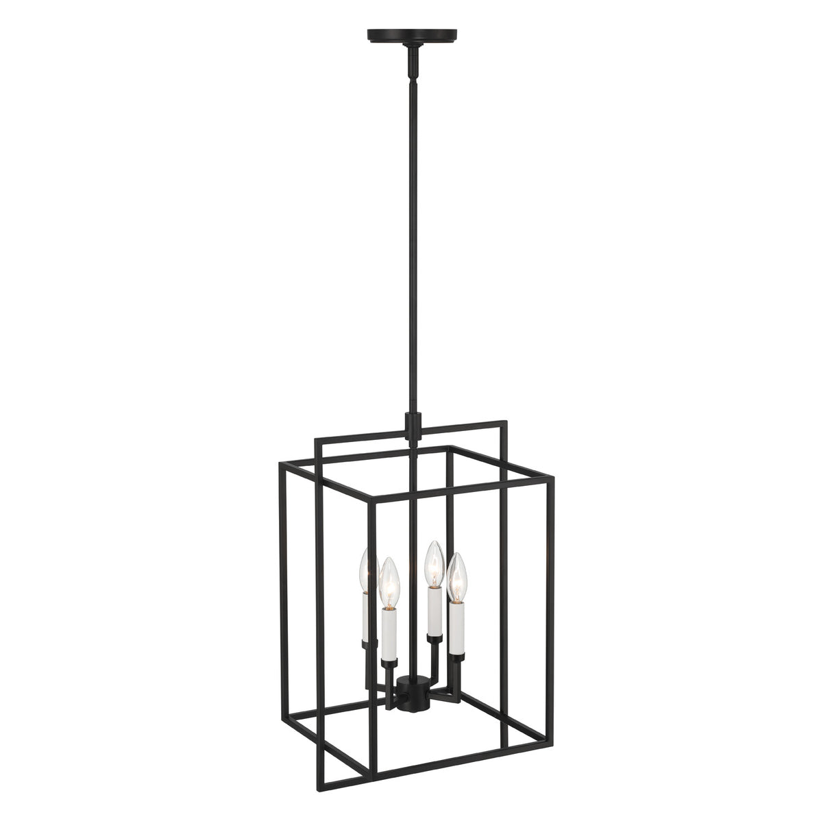 Noa 4 Light Pendant 13", Matte Black with White