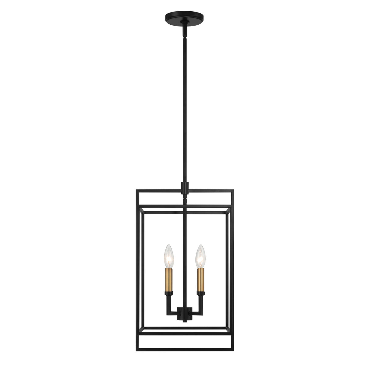 Noa 4 Light Pendant 13", Matte Black with Aged Brass