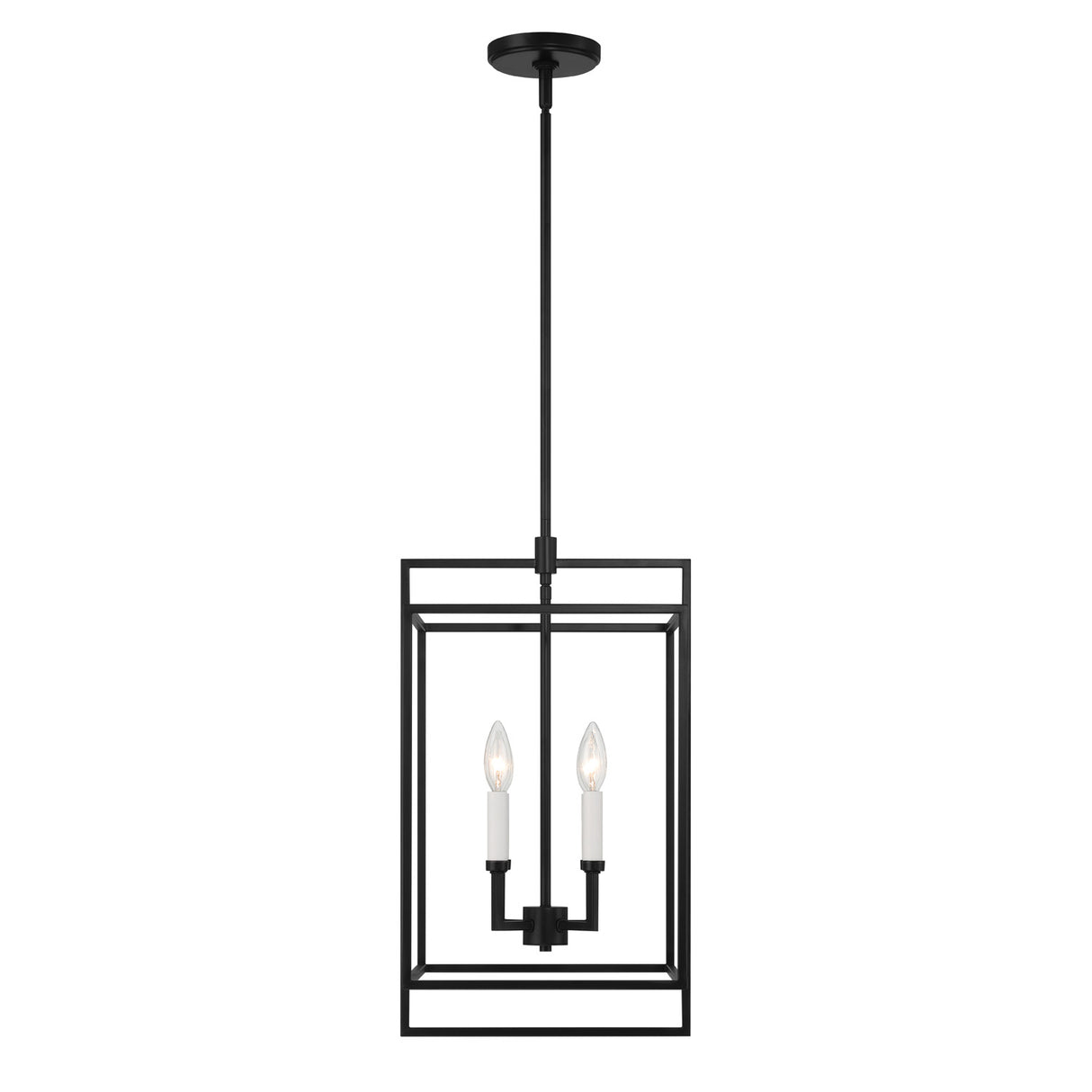 Noa 4 Light Pendant 13", Matte Black with White