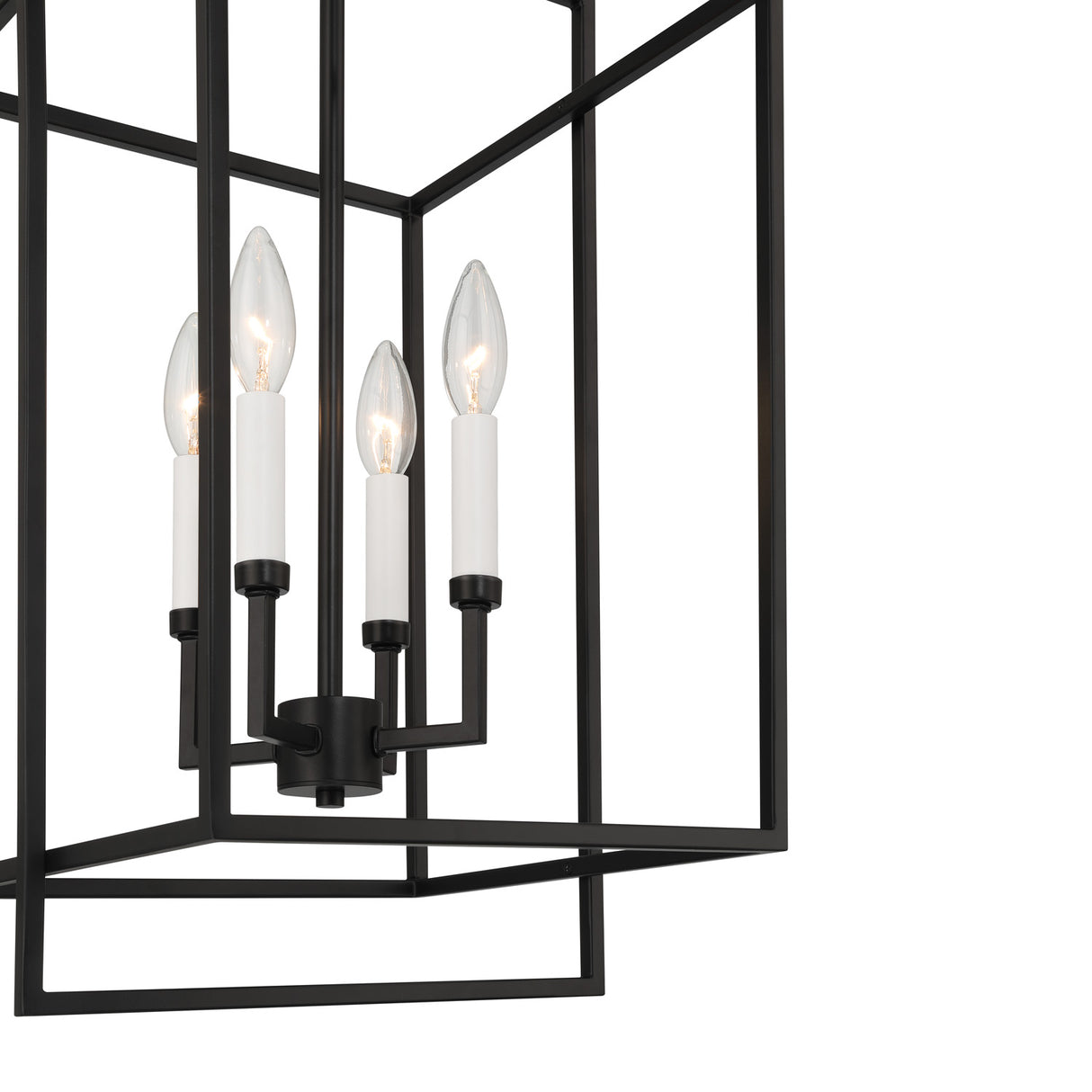Noa 4 Light Pendant 13", Matte Black with White