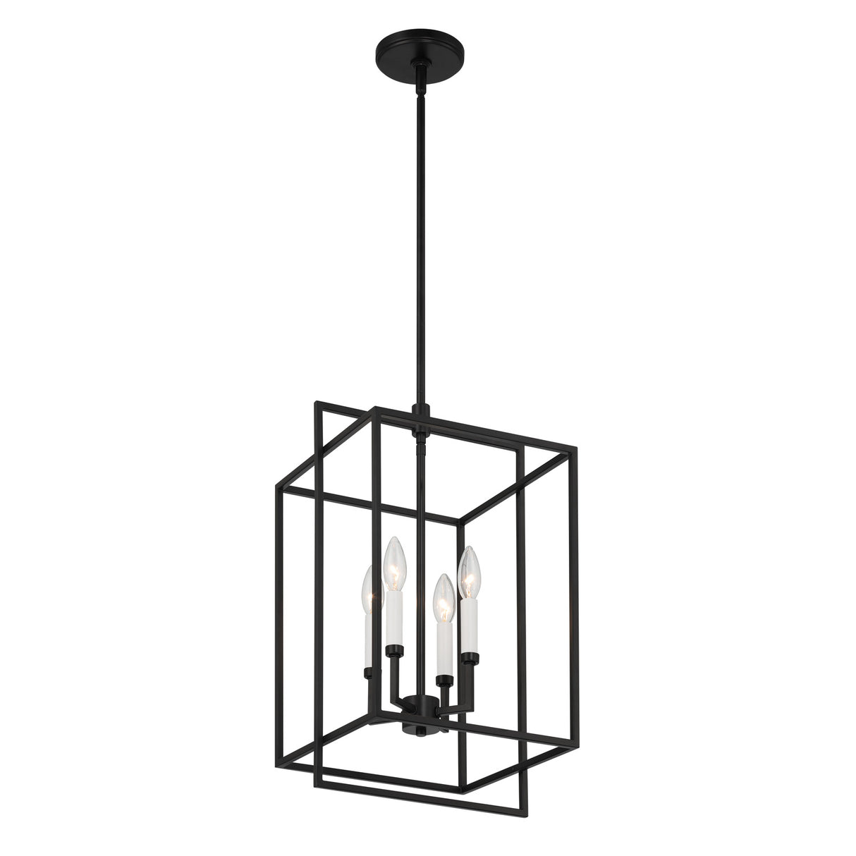 Noa 4 Light Pendant 13", Matte Black with White