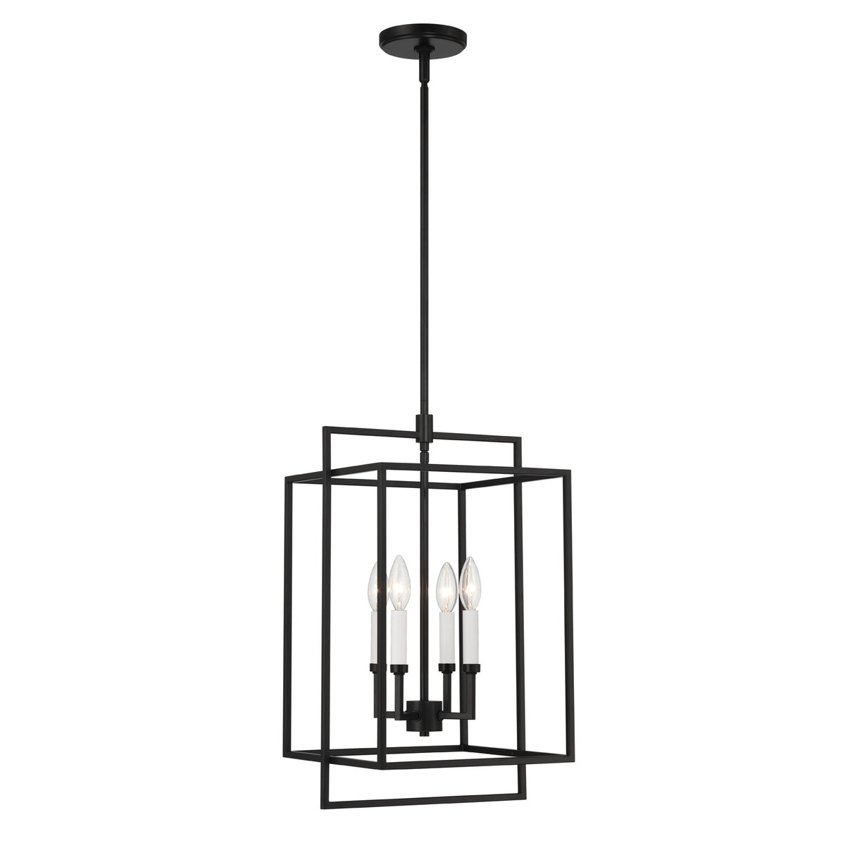 Noa 4 Light Pendant 13", Matte Black with White