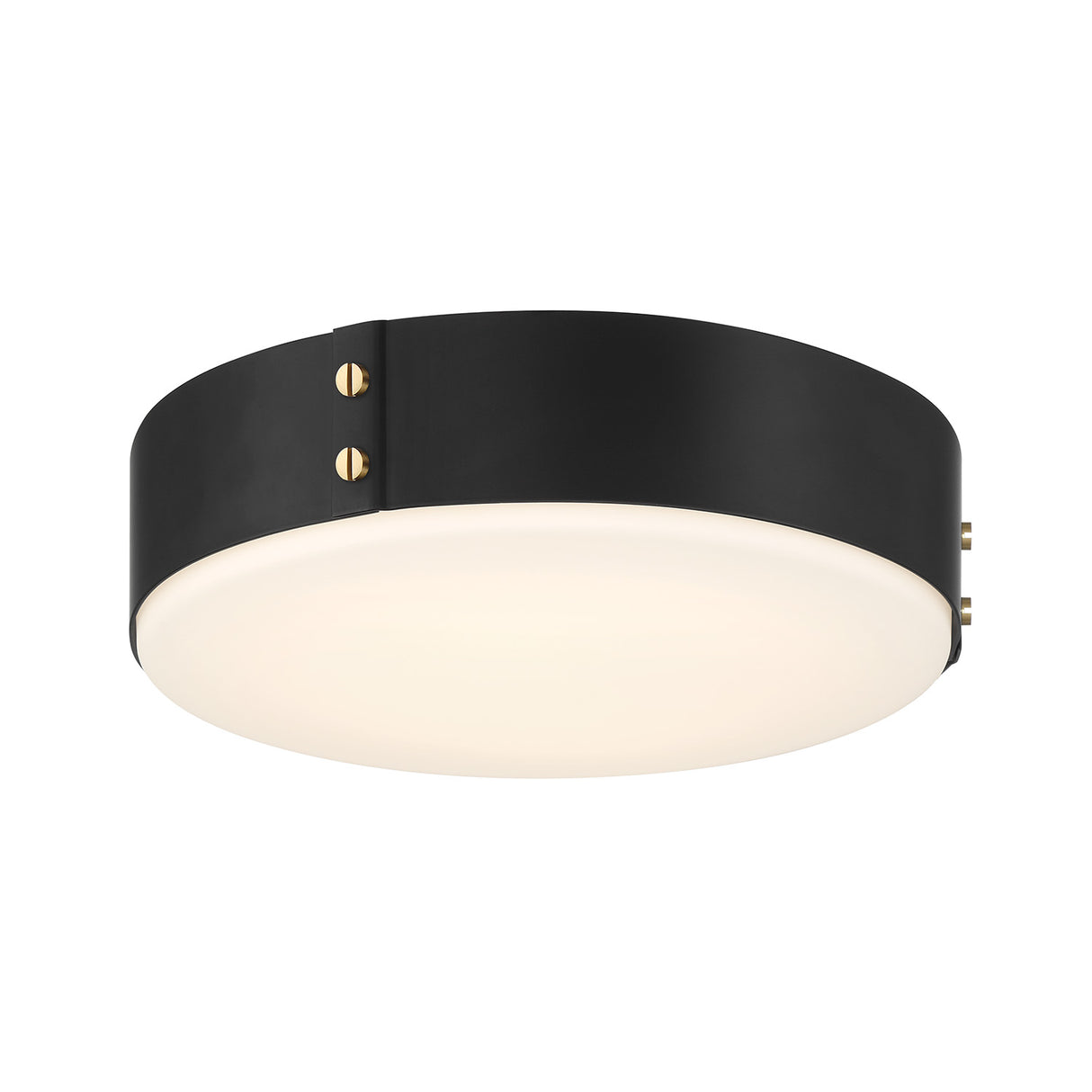 Oscar LED Flush Mount 14", Matte Black with Brass Accents