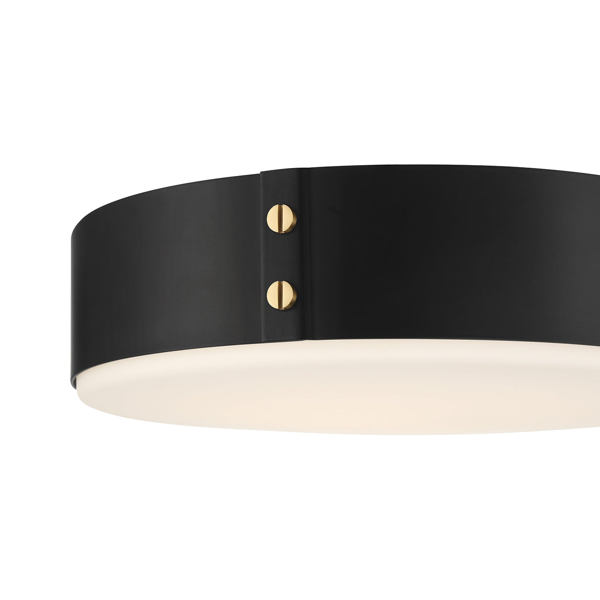 Oscar LED Flush Mount 14", Matte Black with Brass Accents