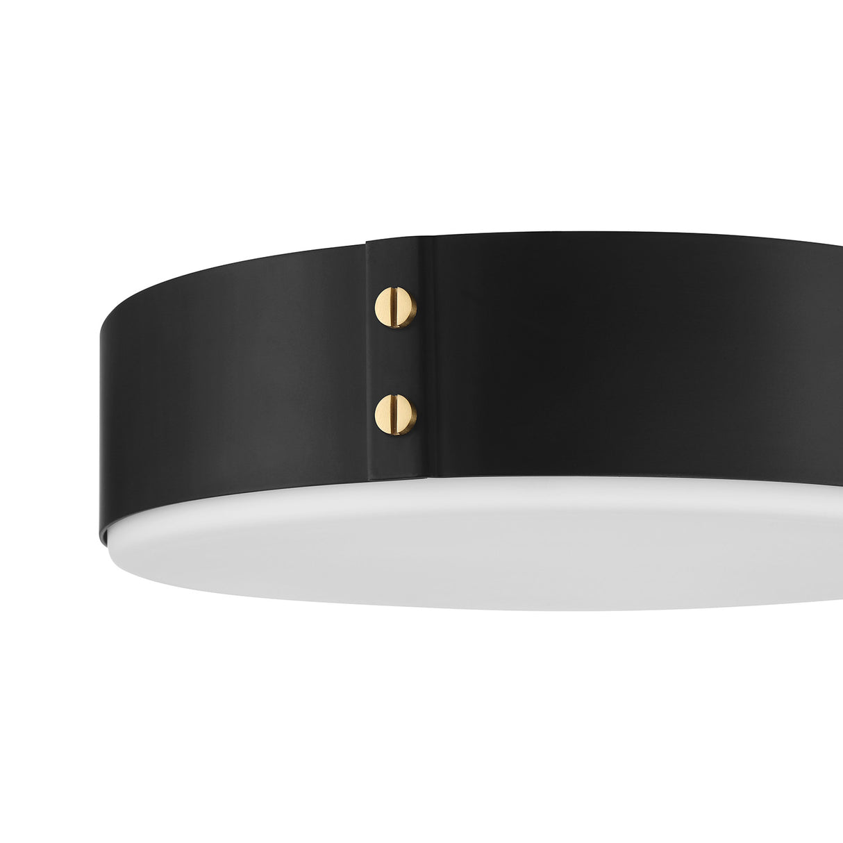 Oscar LED Flush Mount 14", Matte Black with Brass Accents