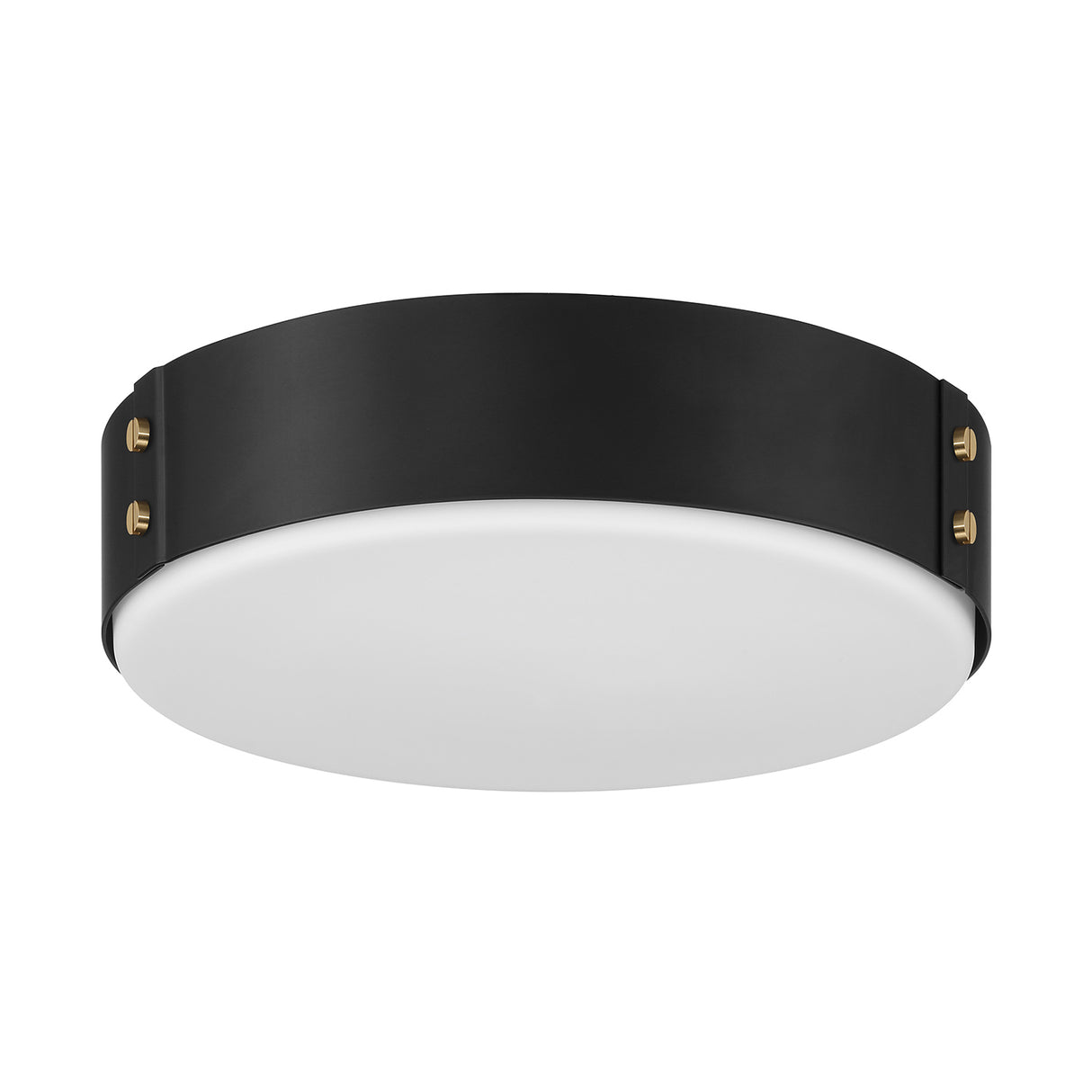 Oscar LED Flush Mount 14", Matte Black with Brass Accents