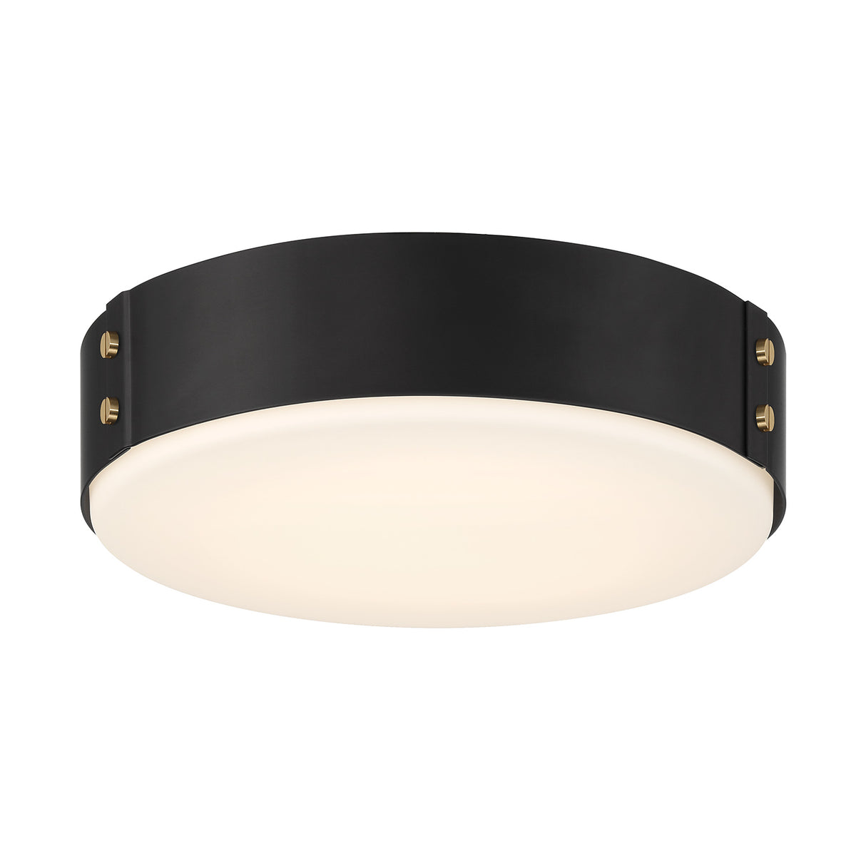 Oscar LED Flush Mount 14", Matte Black with Brass Accents