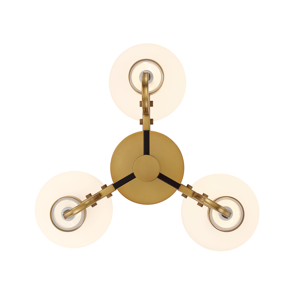 Ryan 3 Light Semi-Flush 18", Matte Black and Aged Brass