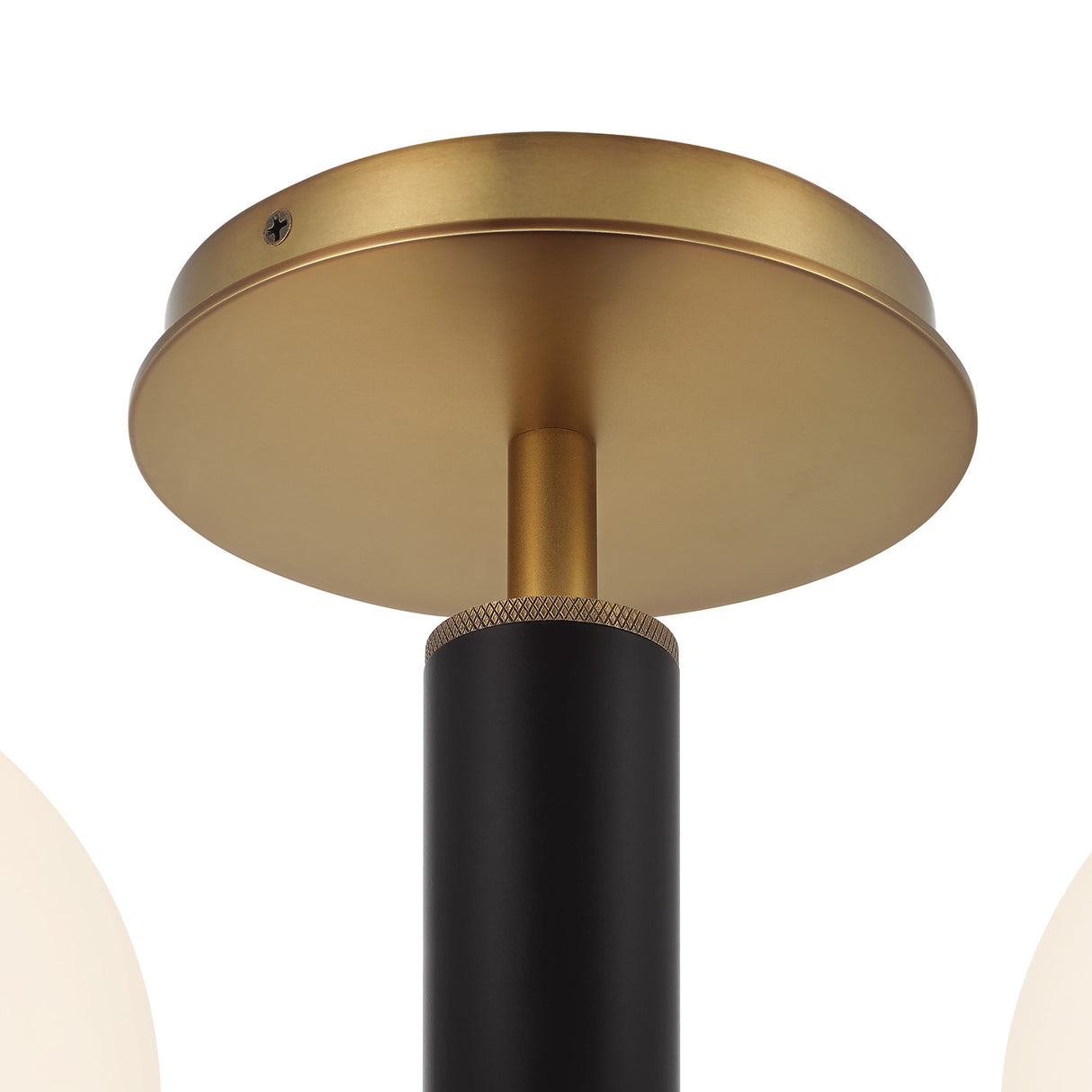 Ryan 3 Light Semi-Flush 18", Matte Black and Aged Brass