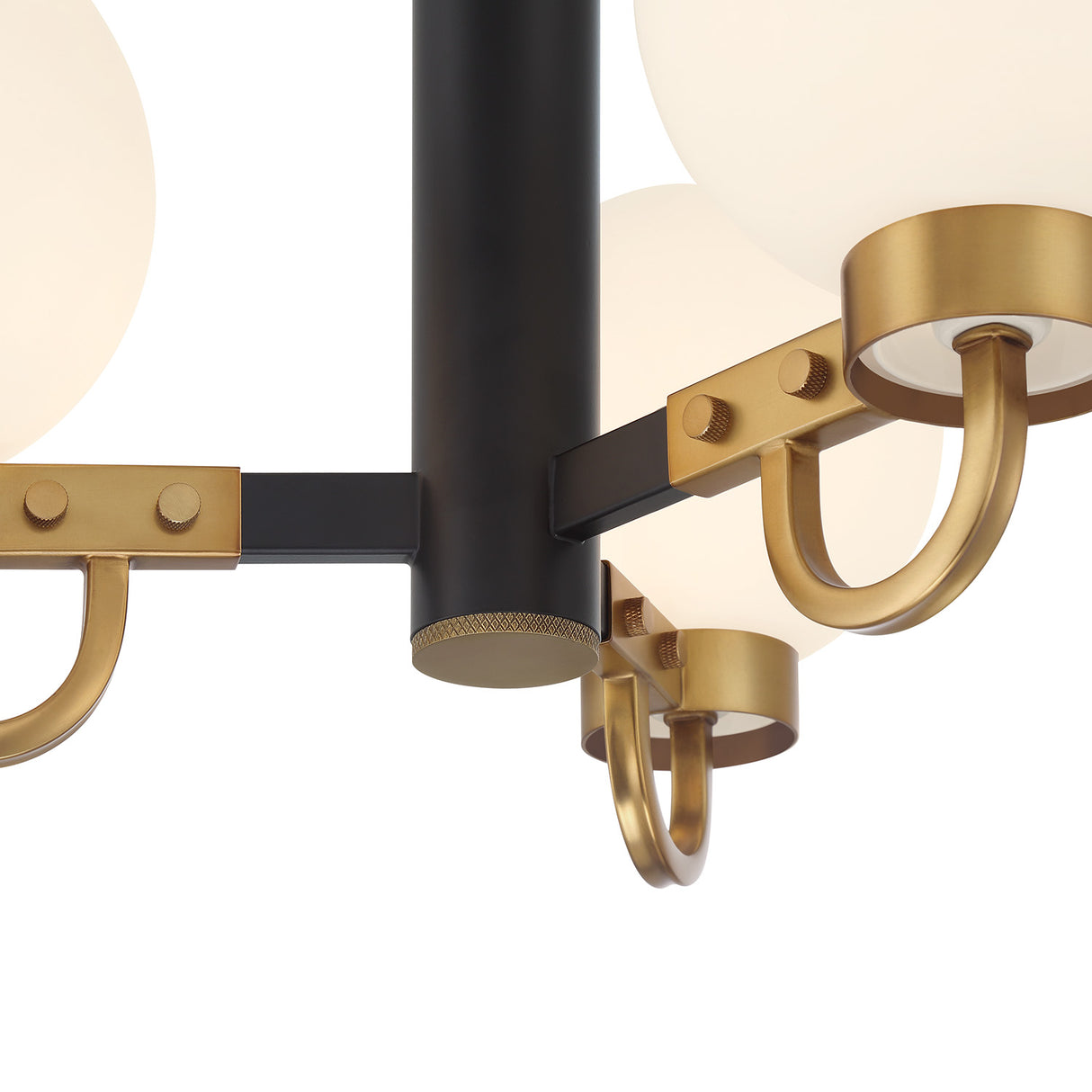 Ryan 3 Light Semi-Flush 18", Matte Black and Aged Brass