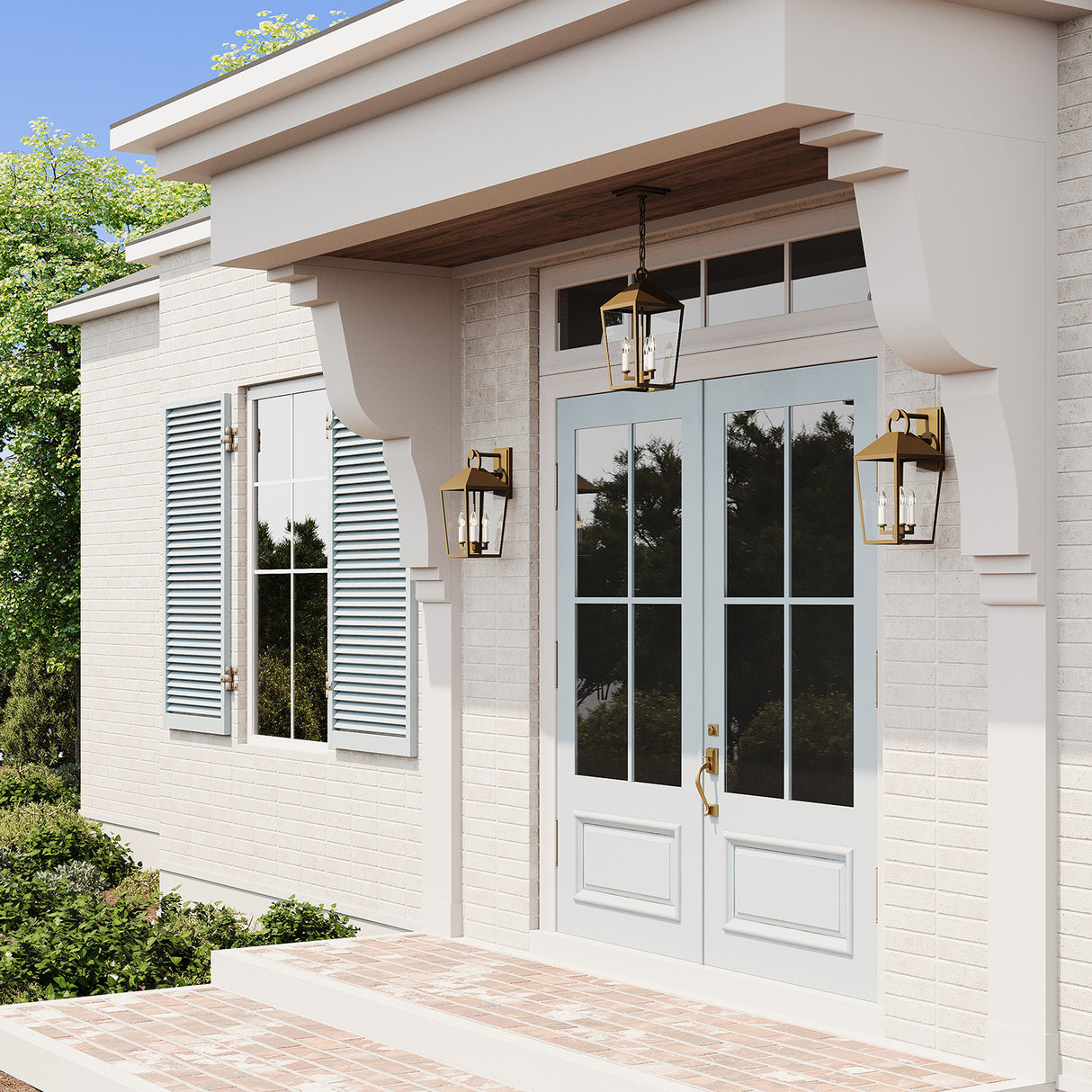 Cole Outdoor Wall Light, Medium 17" Burnished Brass