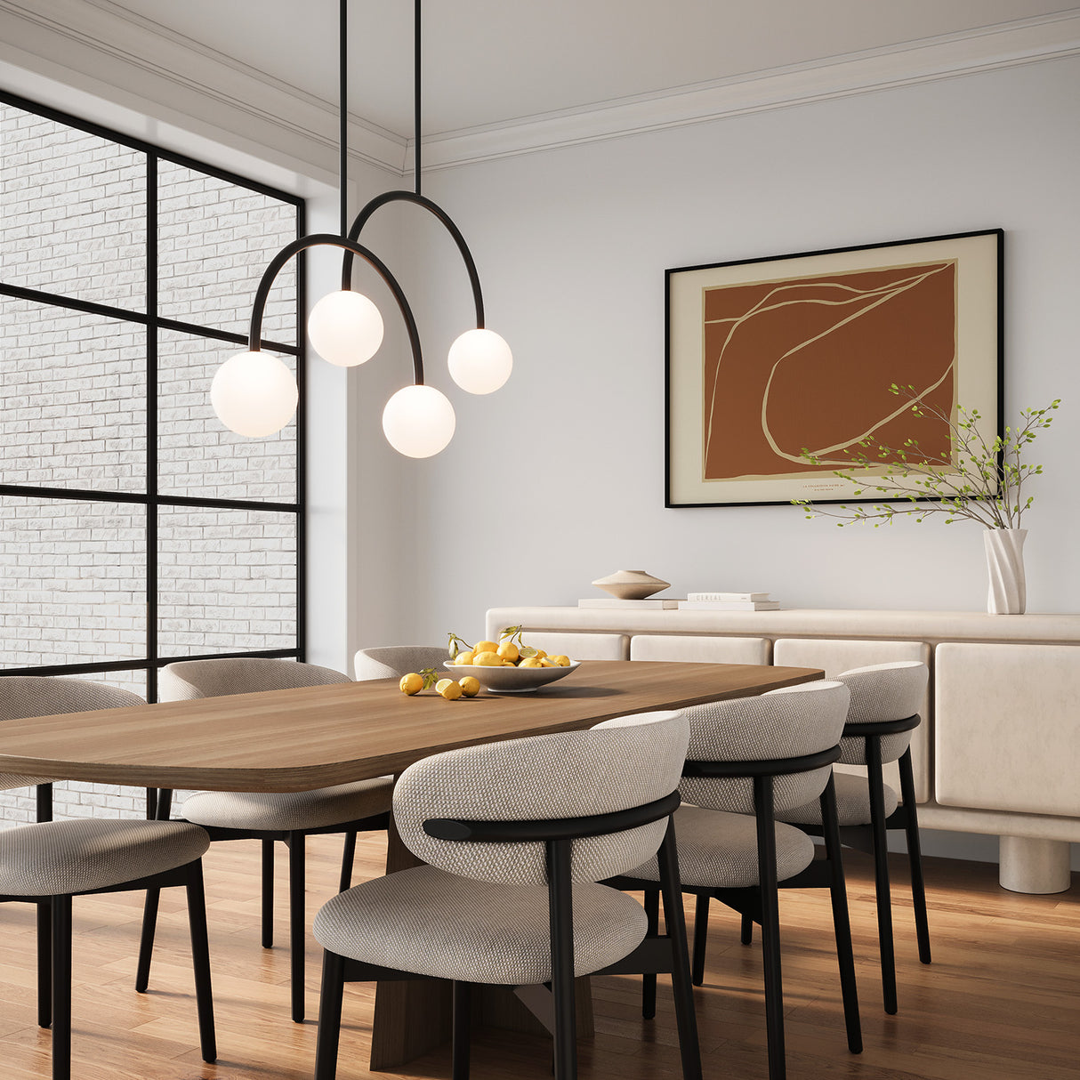 Risa 2 Globe Arc Pendant 26", Matte Black