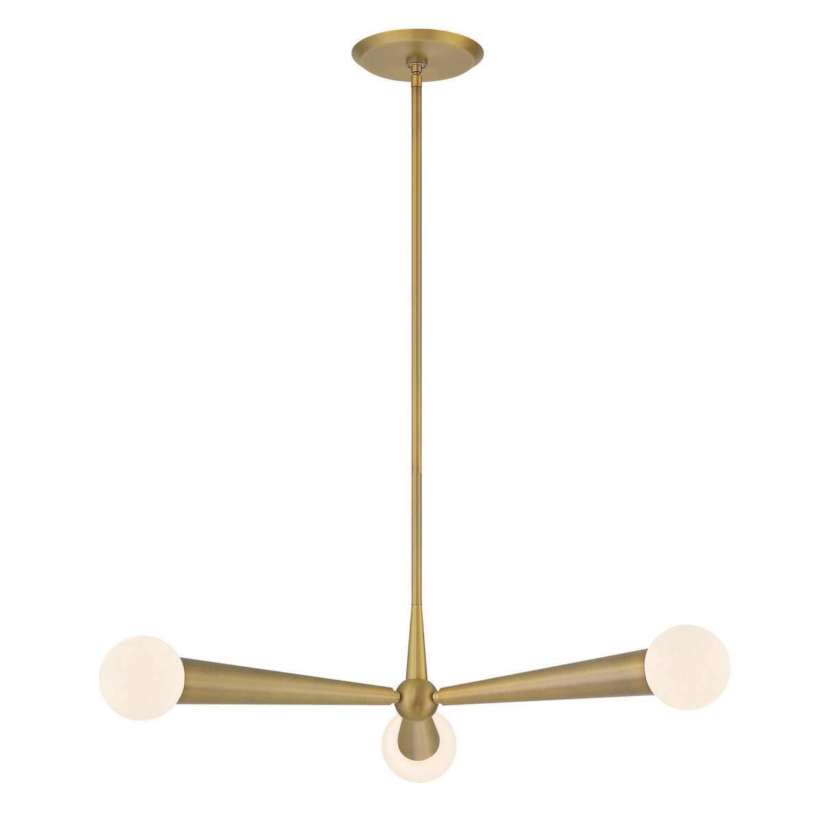 Nova 3 Light Pendant 30", Aged Brass