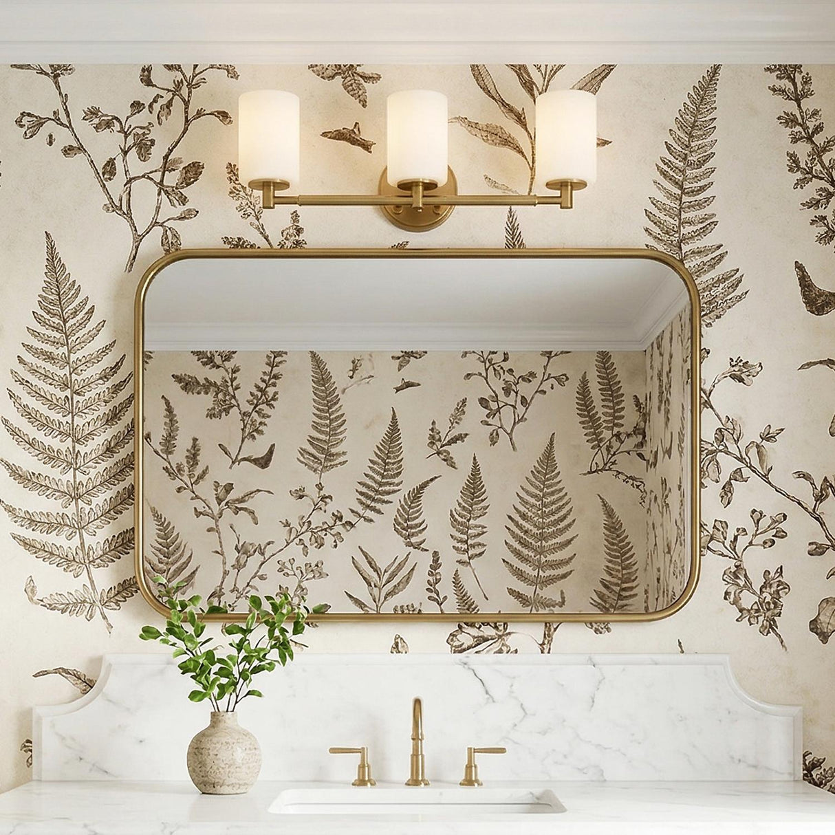 Becca 3 Light Vanity, Aged Brass