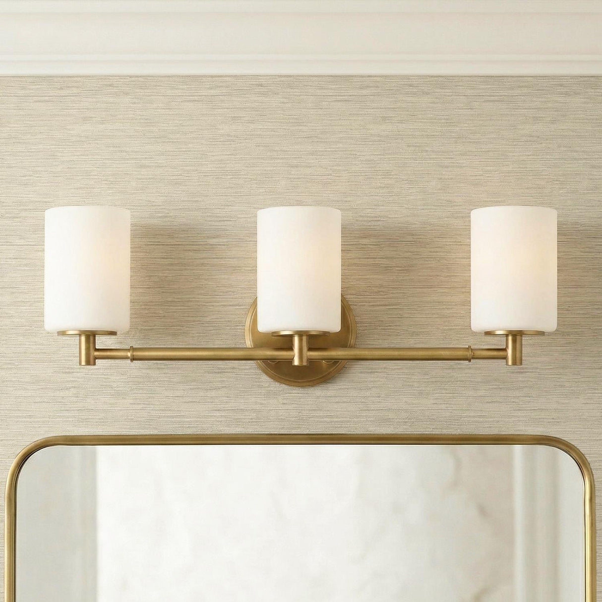 Becca 3 Light Vanity, Aged Brass