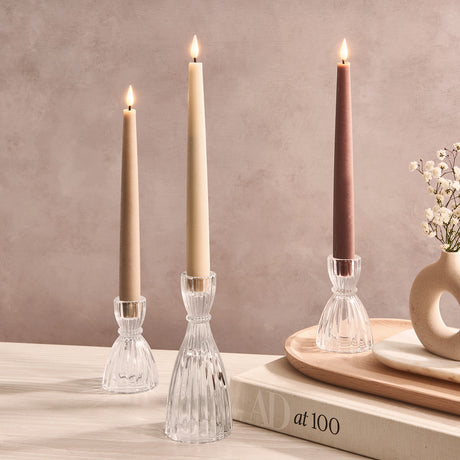 Infinity Wick Gradient Earth Tones, Distressed 9" Taper Candles, Set of 3