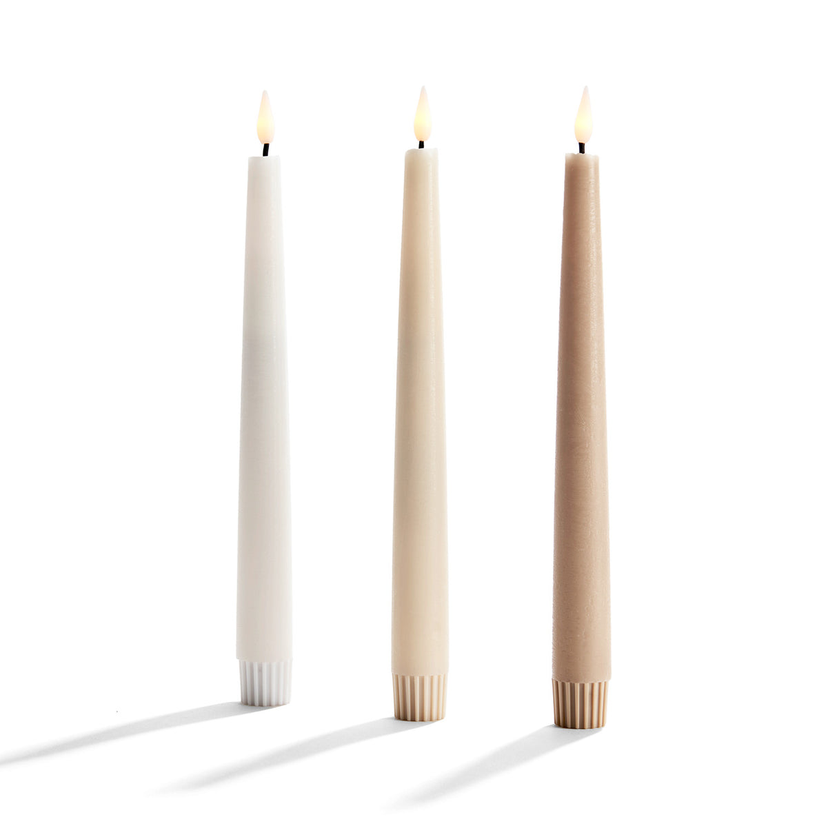 Infinity Wick Gradient Creams, Distressed 9" Taper Candles, Set of 3