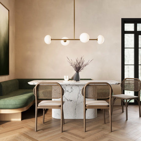 Vince 4 Light Linear Pendant 40", Aged Brass