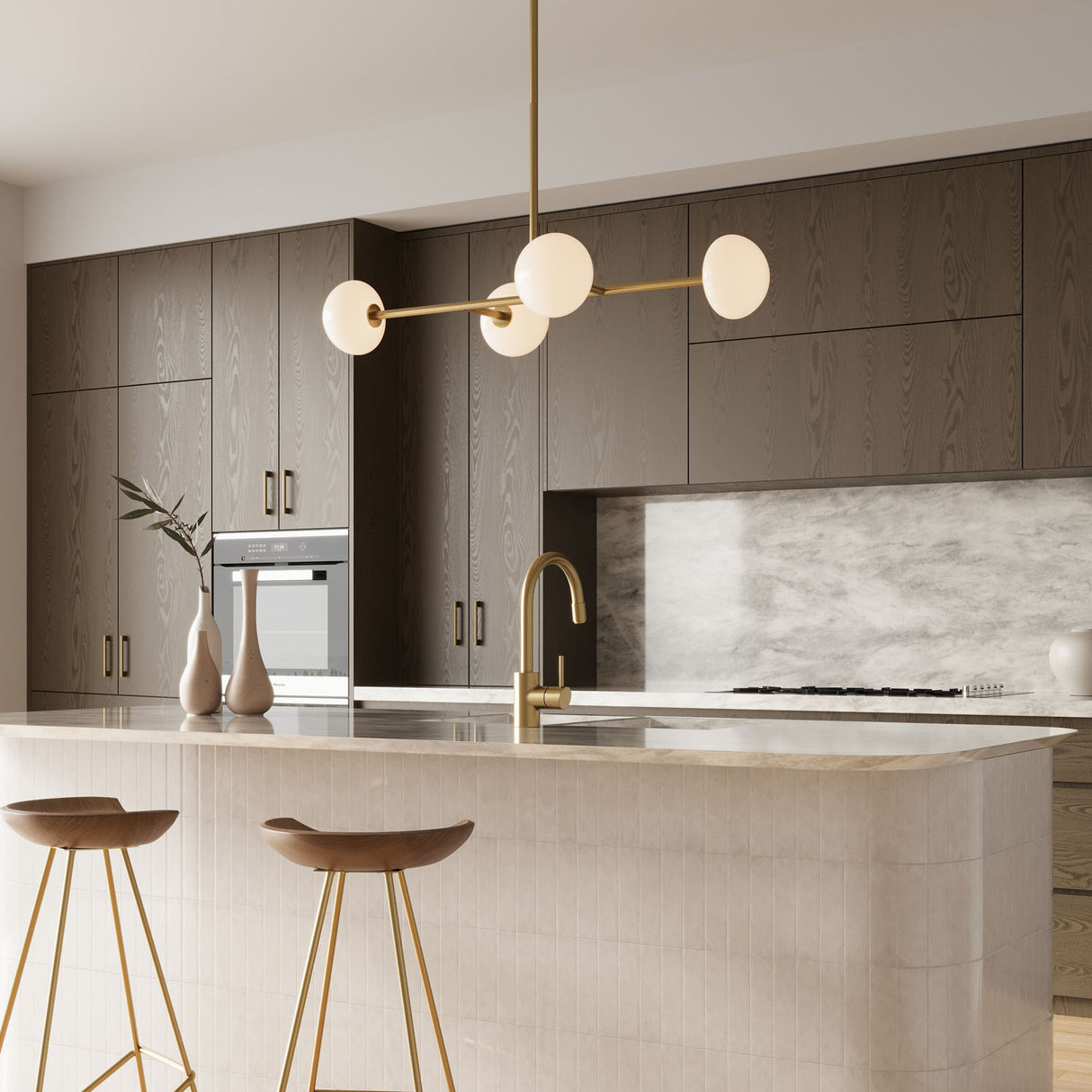 Vince 4 Light Linear Pendant 40", Aged Brass