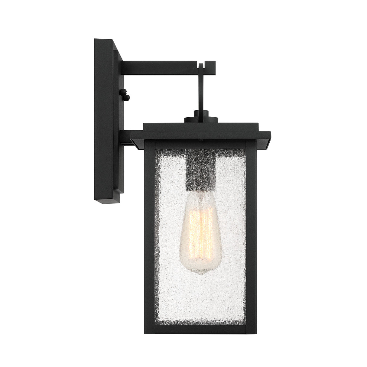 Paterson Outdoor Wall Light, Medium 15", Black and Seeded Glass