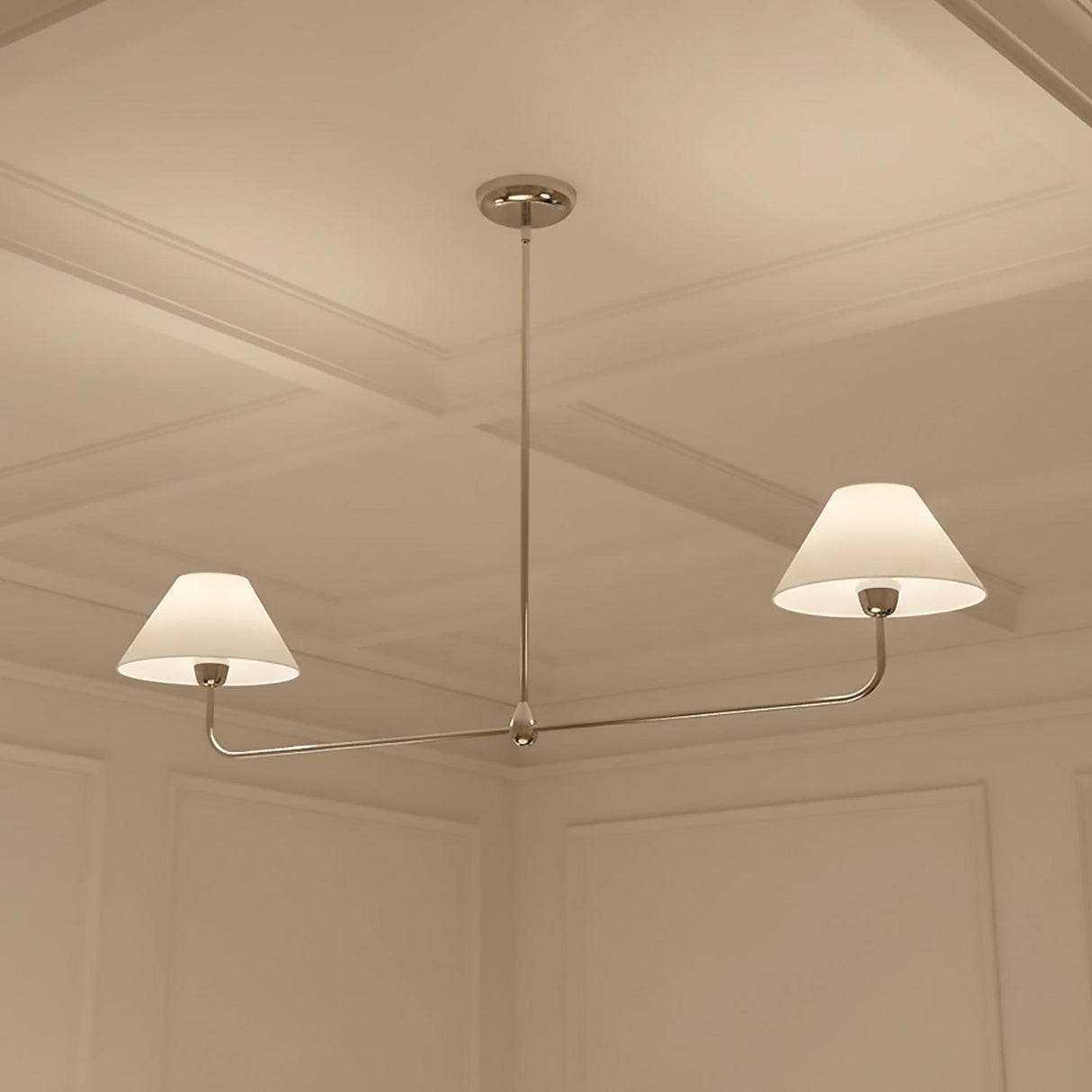 Holden 2 Shade Linear Pendant 57", Polished Nickel