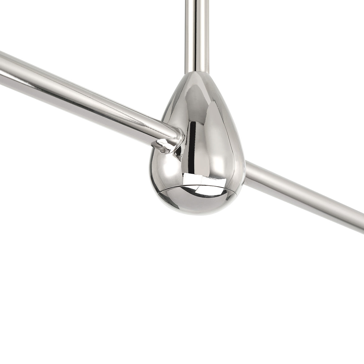 Holden 2 Shade Linear 57" Pendant, Polished Nickel, detail close-up of center hub