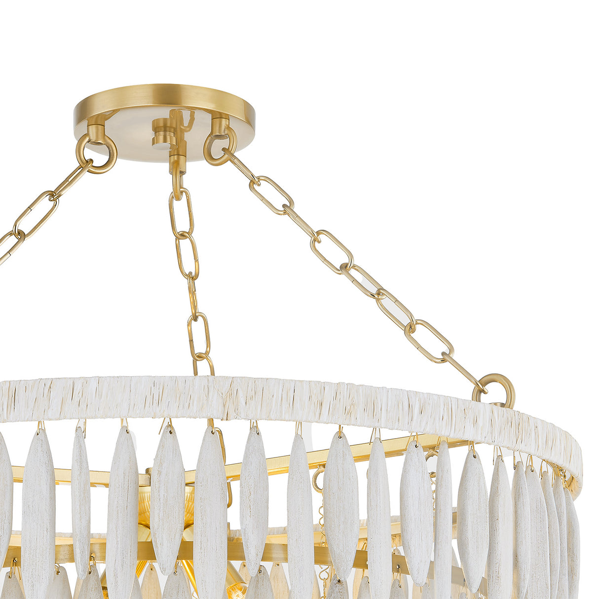 Willa Chandelier 24", White-Washed Wood and Aged Brass