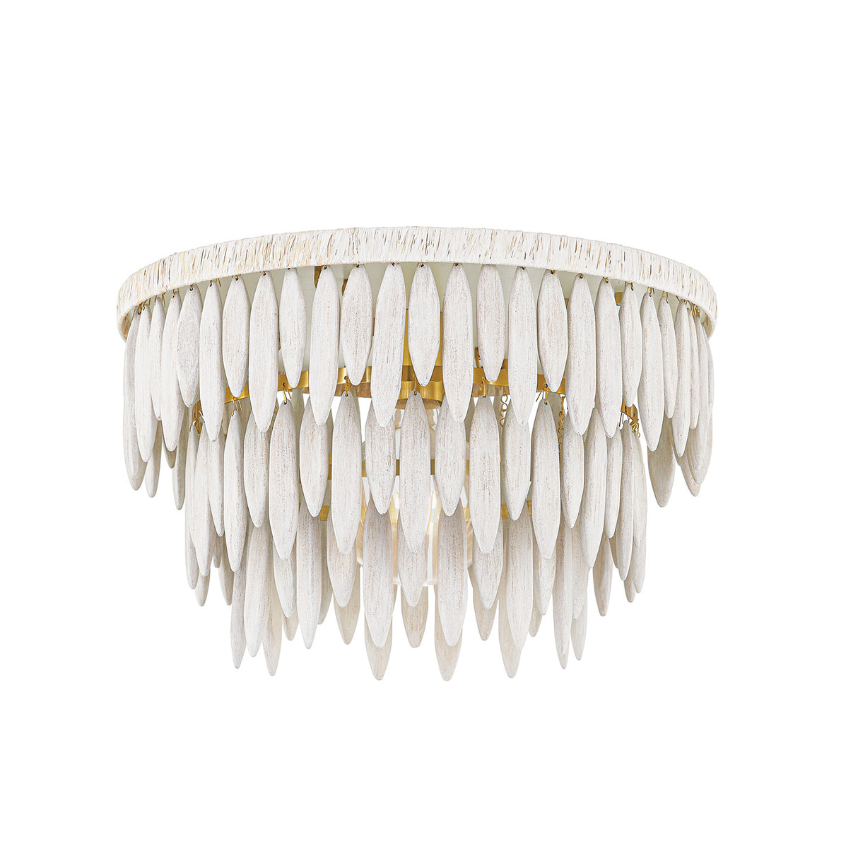 Willa Flush Mount 18", White-Washed Wood and Aged Brass